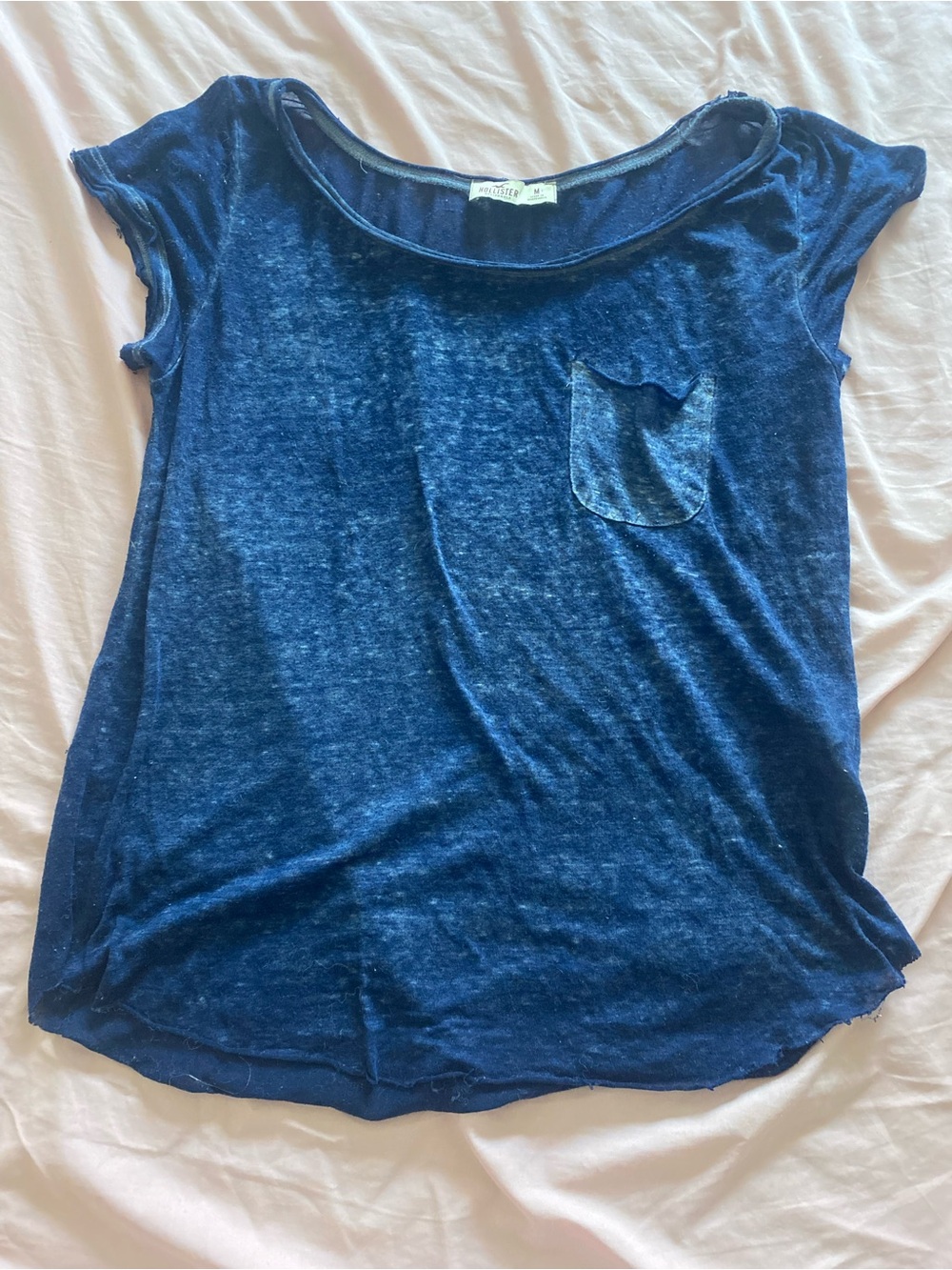 Navy Blue Burnout Short Sleeve Pocket Tee
